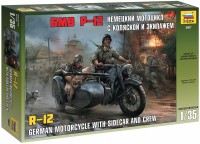 Model Building Kit Zvezda R-12 German Motorcycle with Sidecar and Crew (1:35) 