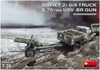 Model Building Kit MiniArt Soviet 2T 6x4 Truck and 76-mm USV-BR Gun (1:35) 