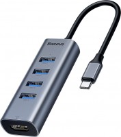 Photos - Card Reader / USB Hub BASEUS USB-C to 4xUSB3.0 and HDMI 