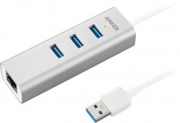 Photos - Card Reader / USB Hub ANKER Aluminum 3-Port USB 3.0 with Ethernet Hub 