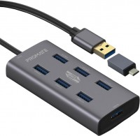 Photos - Card Reader / USB Hub Promate EzHub-7 