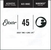 Photos - Strings Elixir Acoustic Nanoweb 80/20 Bronze Single 45 