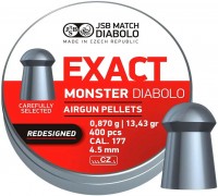 Photos - Ammunition JSB Exact Monster Diabolo Redesigned 4.5 mm 0.87 g 400 pcs 