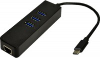 Photos - Card Reader / USB Hub Dynamode USB3.1-TypeC-RJ45-HUB3 