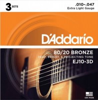 Photos - Strings DAddario 80/20 Bronze 10-47 (3-Pack) 