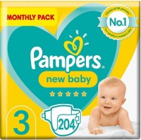 Photos - Nappies Pampers New Baby 3 / 204 pcs 