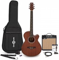Acoustic Guitar Gear4music Deluxe Single Cutaway Electro Acoustic Guitar Amp Pack Sapele 