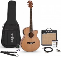 Acoustic Guitar Gear4music Deluxe Single Cutaway Electro Acoustic Guitar Amp Pack Mahogany 