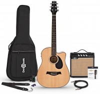 Acoustic Guitar Gear4music Compact Cutaway Electro-Travel Guitar Amp Pack 