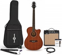 Acoustic Guitar Gear4music Thinline Cutaway Electro-Travel Guitar Mahogany Amp Pack 