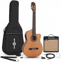 Acoustic Guitar Gear4music Deluxe Single Cutaway Classical Electro Guitar 15W Amp Pack 