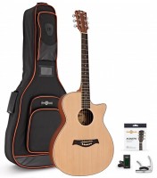 Photos - Acoustic Guitar Gear4music Deluxe Cutaway Folk Guitar Pack Ovangkol 