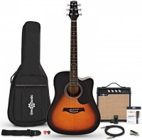 Acoustic Guitar Gear4music Dreadnought Cutaway Electro Acoustic Guitar 15W Amp Pack 