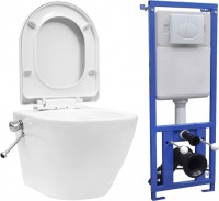 Concealed Frame / Cistern VidaXL Wall Hung Rimless Toilet with Concealed Cistern 3055348 