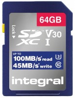 Memory Card Integral High Speed SD V30 UHS-I U3 100MB/s 64 GB