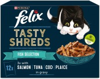 Photos - Cat Food Felix Tasty Shreds Fish Selection in Gravy 12 pcs 