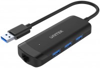 Card Reader / USB Hub Unitek uHUB Q4+ 4-in-1 Powered USB 3.0 Ethernet Hub 