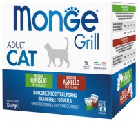 Photos - Cat Food Monge Grill Adult Pouch with Rabbit/Lamb 12 pcs 