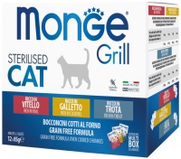 Photos - Cat Food Monge Grill Sterilised Cockerel/Trout/Veal 12 pcs 