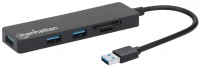Photos - Card Reader / USB Hub MANHATTAN 3-Port USB 3.0 Type-A Hub with Card Reader 