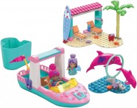 Construction Toy MEGA Bloks Barbie Color Reveal Dolphin Exploration Building Set HHW83 