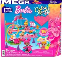 Photos - Construction Toy MEGA Bloks Barbie Color Reveal Trainn Wash Pets Building Set HHP89 