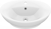 Photos - Bathroom Sink VidaXL Basin Overflow Oval Ceramic 146932 585 mm