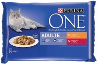 Photos - Cat Food Purina ONE Adult Chicken/Beef Pouch  4 pcs