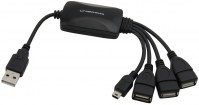 Photos - Card Reader / USB Hub Esperanza USB 2.0 HUB 4 PORTY EA114 