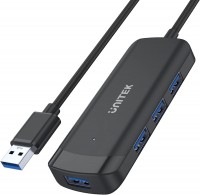 Photos - Card Reader / USB Hub Unitek uHUB Q4 4 Ports Powered USB 3.0 Hub with 150cm Long Cable 