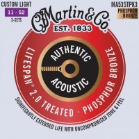 Strings Martin Authentic Acoustic Lifespan 2.0 Phosphor Bronze 11-52 (3-Pack) 