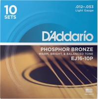 Photos - Strings DAddario Phosphor Bronze 12-53 (10-Pack) 
