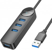 Photos - Card Reader / USB Hub Borofone DH5 Erudite 4-in-1 4xUSB3.0 (1.2m) 