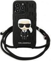 Case Karl Lagerfeld Leather Monogram Patch and Cord Iconik for iPhone 13 Pro 