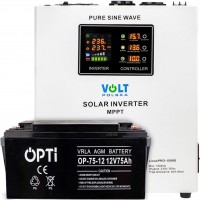 Photos - Inverter Volt Polska Sinus PRO 1500 S 12/230V + AGM 75Ah 