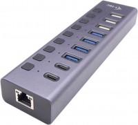 Card Reader / USB Hub i-Tec USB-A/USB-C Charging HUB 9port with LAN + Power Adapter 60 W 