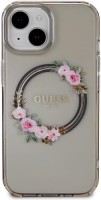 Photos - Case GUESS IML Flowers Wreatch MagSafe for iPhone 15 