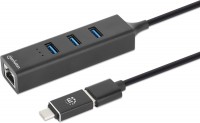 Card Reader / USB Hub MANHATTAN 3-Port USB 3.0 Type-C/A Combo Hub with Gigabit Ethernet Network Adapter 