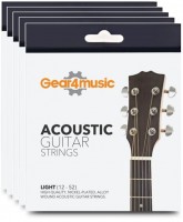Strings Gear4music 5 Pack of Acoustic Guitar Strings 80/20 Light 