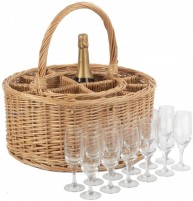 Picnic Set Red Hamper Garden Picnic Basket Complete with 12 Glasses 