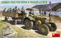 Model Building Kit MiniArt German Tractor D8506 Trailer w Crew (1:35) 