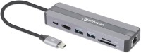 Card Reader / USB Hub MANHATTAN USB-C 7-in-1 Docking Station with Power Delivery 