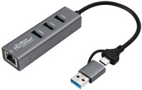 Card Reader / USB Hub Microconnect USBHUB-RJ45-2IN1 