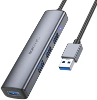 Photos - Card Reader / USB Hub Borofone DH12 Smart 4-in-1 USB to USB3.0x4 (1.2m) 