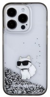 Photos - Case Karl Lagerfeld Liquid Glitter Choupette for iPhone 15 Pro 