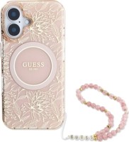 Photos - Case GUESS IML Flowers Allover Electro with Pearl Strap for iPhone 16 Plus 