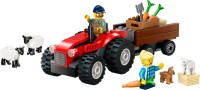 Photos - Construction Toy Lego Red Farm Tractor with Trailer and Sheep 60461 