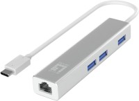 Card Reader / USB Hub LevelOne Gigabit USB-C Network Adapter with USB Hub 