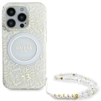 Photos - Case GUESS IML Flowers Allover Electro with Pearl Strap for iPhone 16 Pro Max 