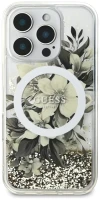 Photos - Case GUESS Flower Liquid Glitter MagSafe for iPhone 16 Pro Max 